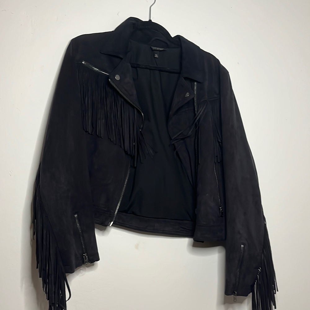 TOPSHOP suede fringe coat